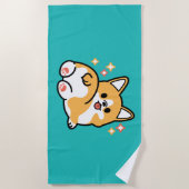 Serviette De Plage Vibes Corgi Butt et Nap - Joli chien couché (Devant)