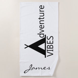 Serviette De Plage Vibes d'aventure Good Vibes Typographie Logo de ca