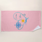 Serviette De Plage Vibes de croisière rose (Devant)