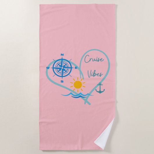 Serviette De Plage Vibes de croisière rose (Devant)
