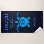 Serviette De Plage Vibes de plage Tortue bleue Personnalisé (Devant)
