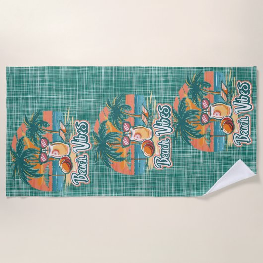 Serviette De Plage Vibes de plage Vert foncé (Devant)