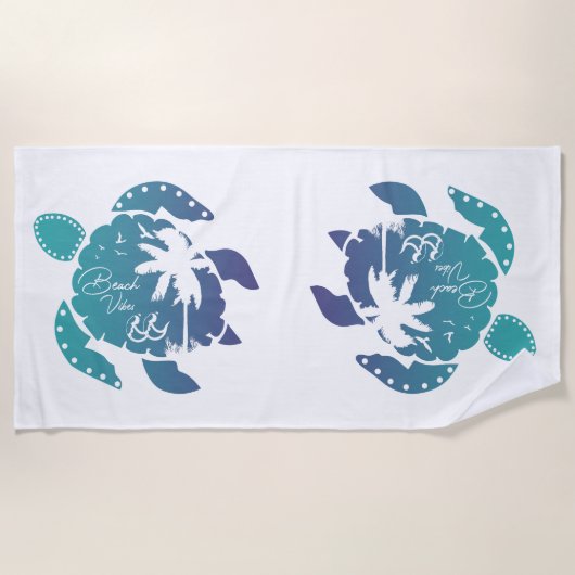 Serviette De Plage Vibes de tortue marine d'été (Devant)