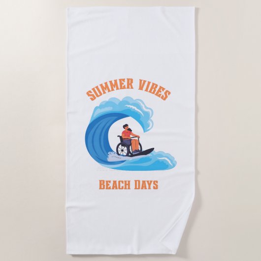 Serviette De Plage Vibes d'été fauteuil roulant (Devant)