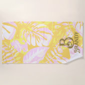 Serviette De Plage Vibes d'été Feuille de palme jaune (Devant)