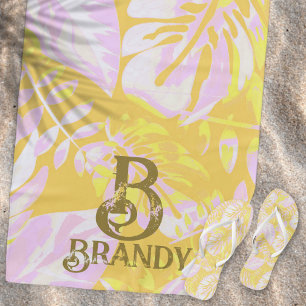 Serviette De Plage Vibes d'été Feuille de Palmier Jaune