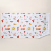 Serviette De Plage Vibes d'été | Monogramme Boho Retro Été (Devant)