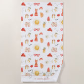 Serviette De Plage Vibes d'été | Monogramme Boho Retro Été (Devant)