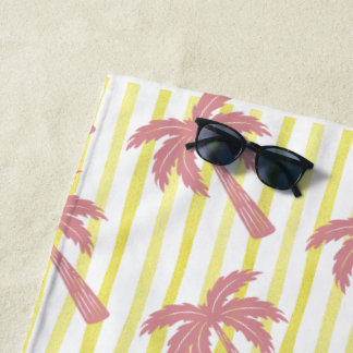Serviette De Plage Vibes d'été Palmiers roses 