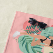 Serviette De Plage Vibes d'été roses et noires Bachelorette (En situation)
