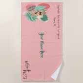 Serviette De Plage Vibes d'été roses et noires Bachelorette (Devant)