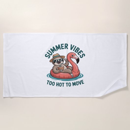 Serviette De Plage Vibes d'été Sloth Funny Lazy Float (Devant)