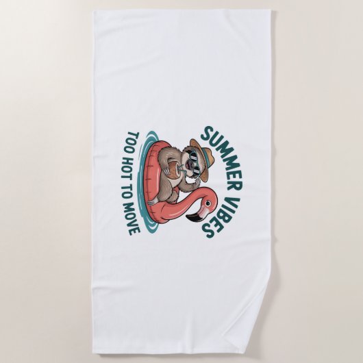 Serviette De Plage Vibes d'été Sloth Funny Lazy Float (Devant)