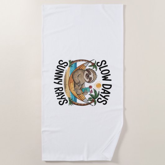 Serviette De Plage Vibes d'été Sloth Funny Lazy Float (Devant)