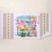 Serviette De Plage Vibes d'été tropicales - Personnalisé juste pour v (Devant)