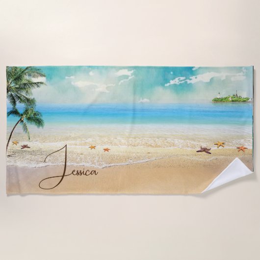 Serviette De Plage Vibes d'été | Végétation d'été (Devant)