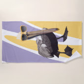 Serviette De Plage Vibes estivales amusantes Oiseau pélican (Devant)