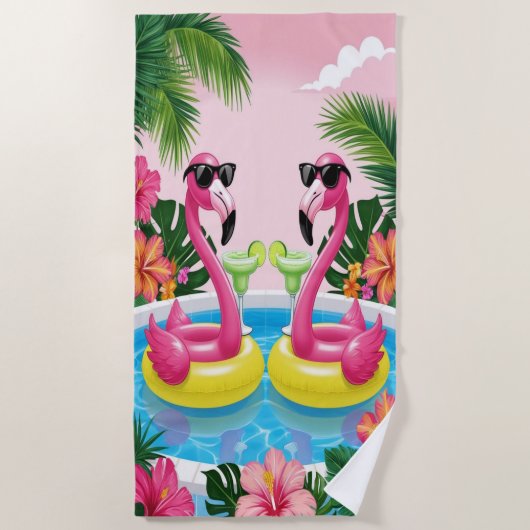 Serviette De Plage Vibes Flamant rose (Devant)