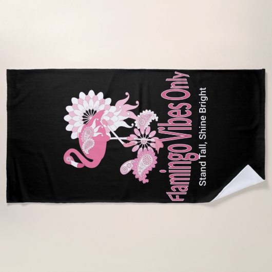 Serviette De Plage Vibes Flamant rose uniquement Flamant rose rose bl (Devant)