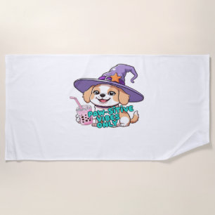 Serviette De Plage Vibes Paw seulement - Chien mignon avec thé à bull