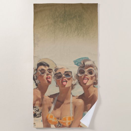 Serviette De Plage Vibes Rétro de Pin-Up de Plage (Devant)