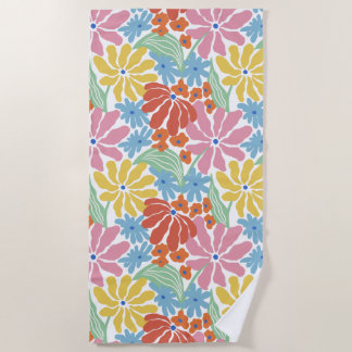 Serviette De Plage Vibes rétro Fleurs colorées
