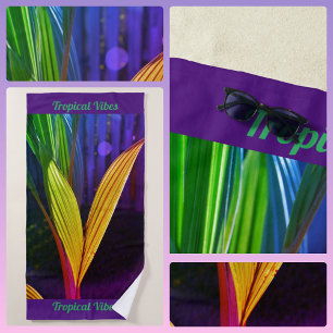 Serviette De Plage Vibes Tropicales Bright Coloré Fronds Palm