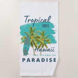 Serviette De Plage Vibes Tropicales Hawaï Île du Paradis
