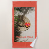 Serviette De Plage Vibes tropicales Hibiscus Sunhat sur Sand Orange (Devant)