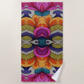 Serviette De Plage Vibrant Abstract Floral Fusion Pattern (Devant)