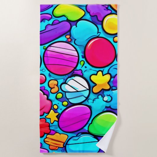 Serviette De Plage Vibrant Abstrait Candyland (Devant)
