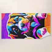 Serviette De Plage Vibrant Artwork de chiot (Devant)