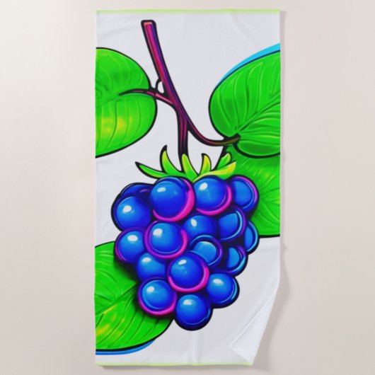 Serviette De Plage Vibrant Blueberry Pop Art (Devant)