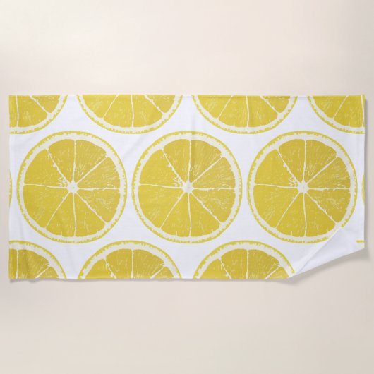 Serviette De Plage Vibrant Lemon Slice Pattern Summer Beach Towel (Devant)