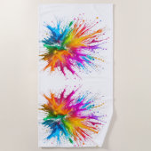 Serviette De Plage Vibrant Rainbow Paint Splatter Explosion (Devant)