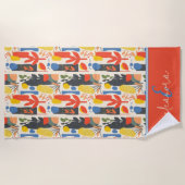 Serviette De Plage Vibrant Rouge, Jaune & Bleu Fauvisme Art Botanique (Devant)