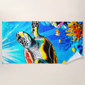 Serviette De Plage Vibrant Sea Turtle Dreamscape (Devant)