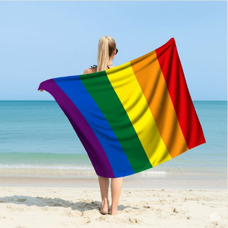 Serviette De Plage Vibrantes bandes arc-en-ciel de la fierté LGBTQ+