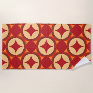 Serviette De Plage 🔴 Vibrations géométriques abstraites rouges gras