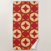 Serviette De Plage 🔴 Vibrations géométriques abstraites rouges gras (Devant)
