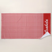 Serviette De Plage Vichy rouge (Devant)