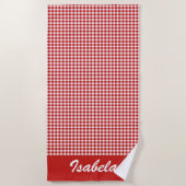 Serviette De Plage Vichy rouge (Devant)