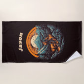 Serviette De Plage Vie cyclable, personnalisable rétro (Devant)
