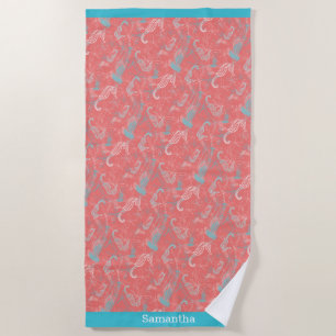 Serviette De Plage Vie de la mer de Corail brillant