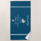 Serviette De Plage Vie de plage personnalisable bleu marine (Devant)