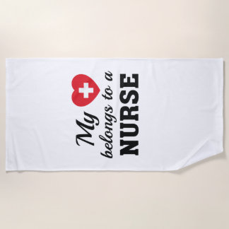 Serviette De Plage Vie infirmière | Mon coeur appartient à l'infirmiè