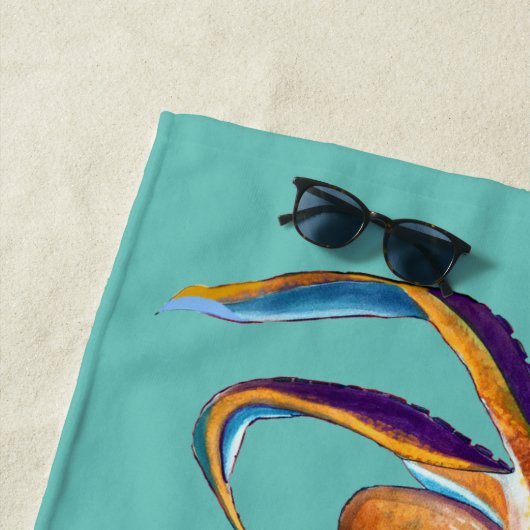 Serviette De Plage vie marine d'octopus aquarelle (En situation)