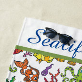 Serviette de plage Vie marine personnalisée (En situation)