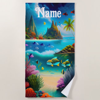 Serviette De Plage Vie marine sous-marine Ocean Fish Beach, Pool Town