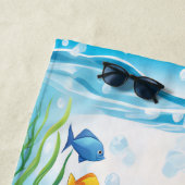 Serviette De Plage Vie marine tropicale sous l'aquarelle océanique (En situation)